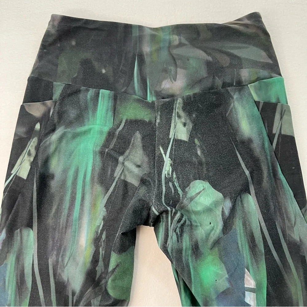 MPG Green Abstract Print Athletic Leggings Women's Size L - Picture 3 of 5